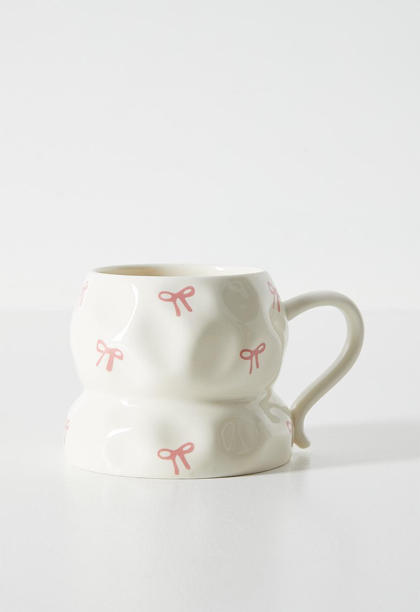 Pop Candy - Bow aop rustic mug - cream/pink