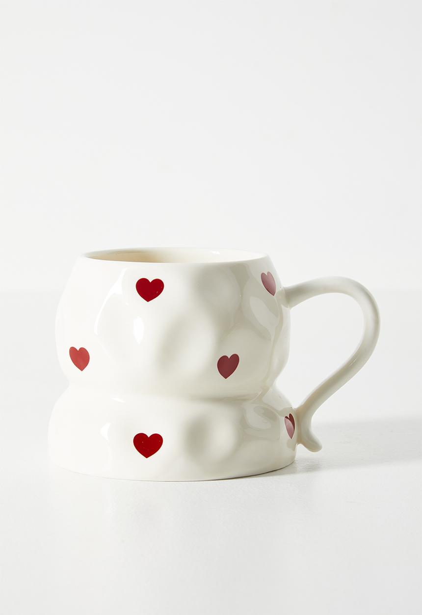 Pop Candy - Heart aop rustic mug - cream/red