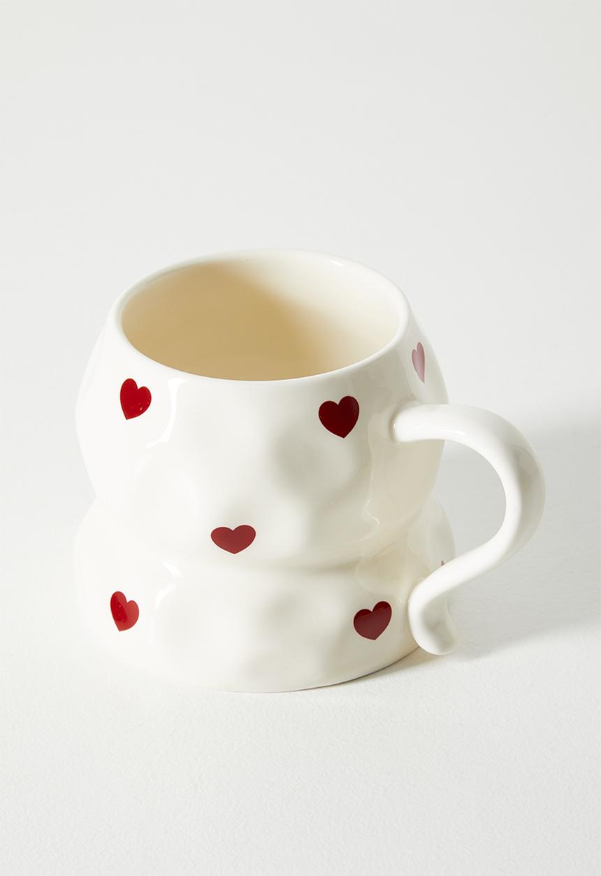 Pop Candy - Heart aop rustic mug - cream/red
