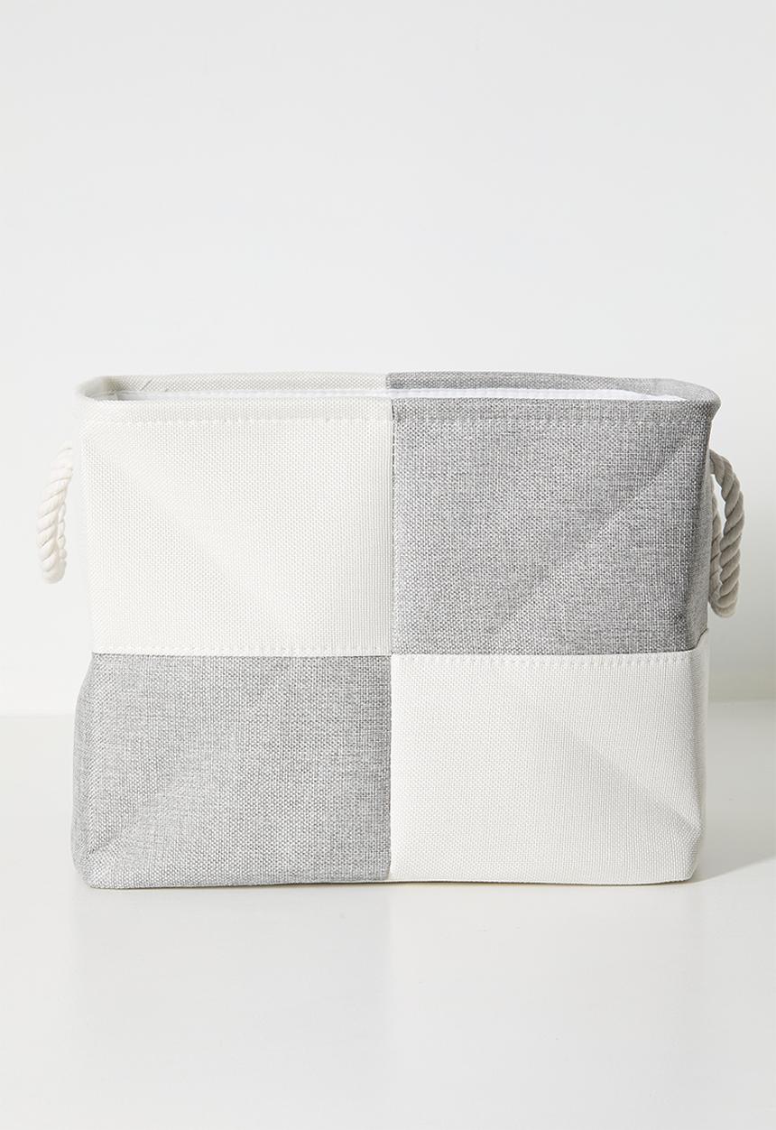 Pop Candy - Checkered fabric storage bin - grey/white