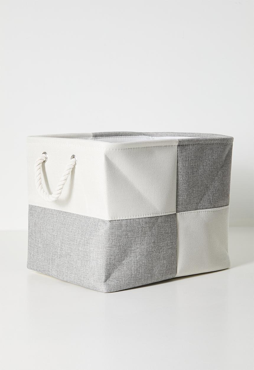 Pop Candy - Checkered fabric storage bin - grey/white