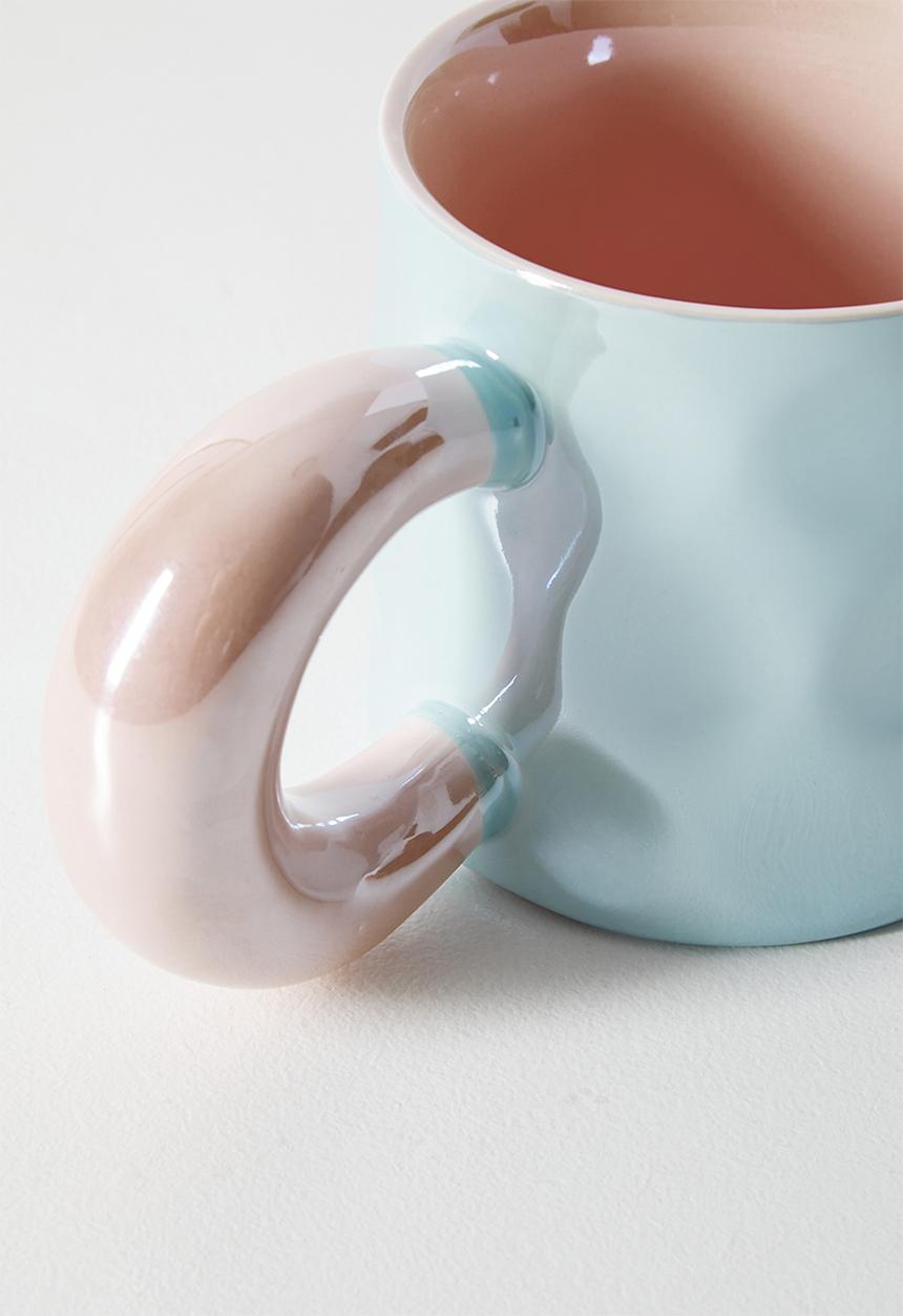 Pop Candy - Swirl pattern metallic mug - blue/pink
