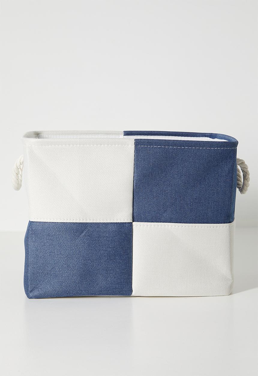 Pop Candy - Checkered fabric storage bin - blue/white