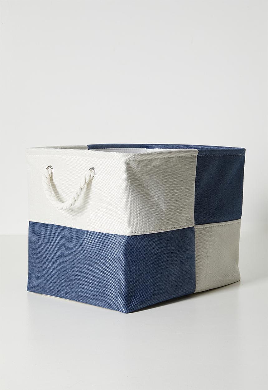 Pop Candy - Checkered fabric storage bin - blue/white