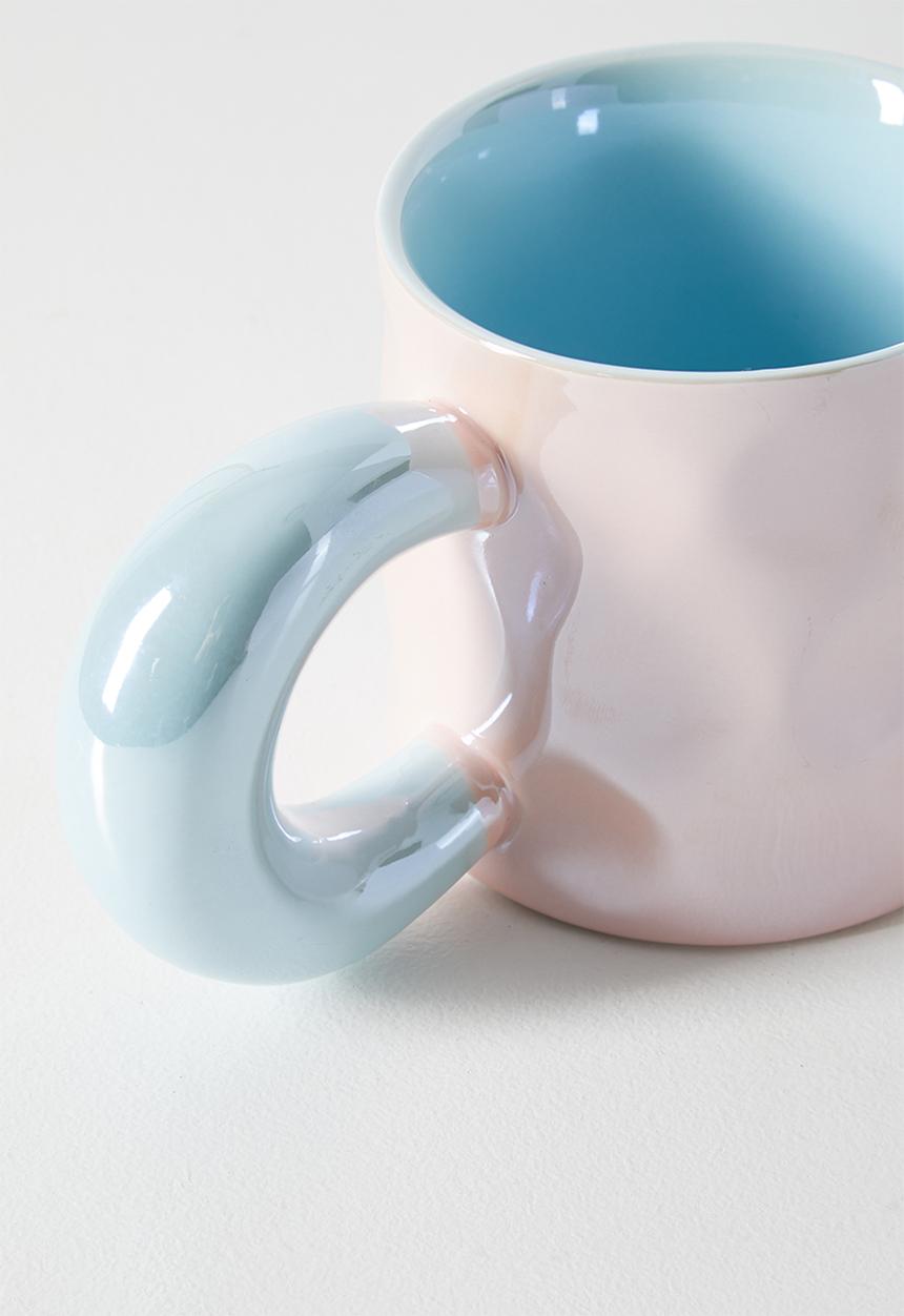 Pop Candy - Swirl pattern metallic mug - pink/blue