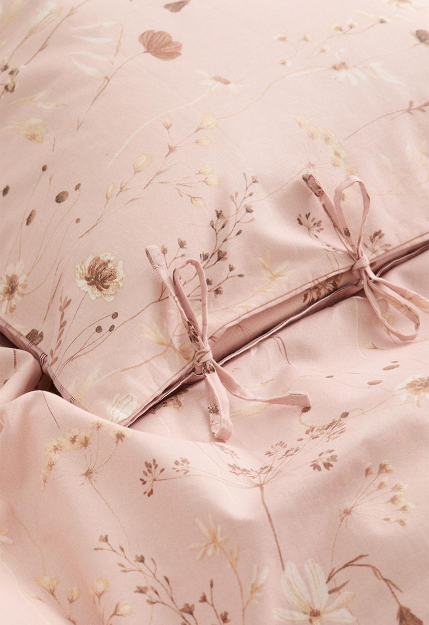 H&M - Floral double/king duvet cover set - powder pink/floral