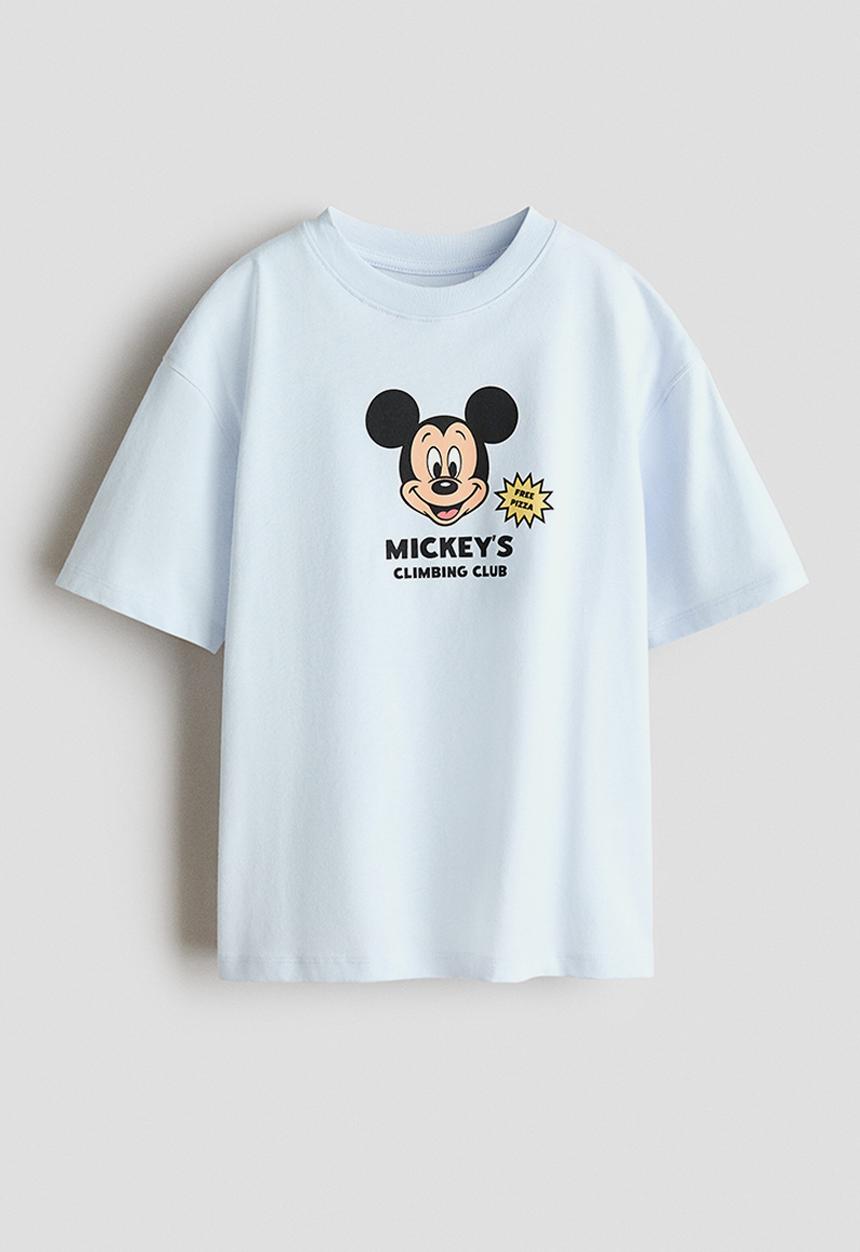 H&M - Oversized printed t-shirt - pale blue/mickey mouse