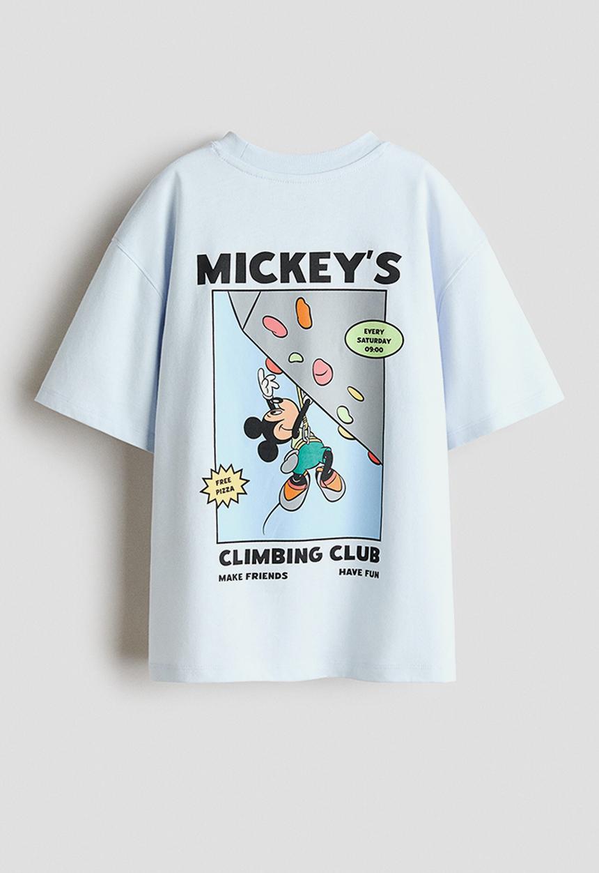 H&M - Oversized printed t-shirt - pale blue/mickey mouse