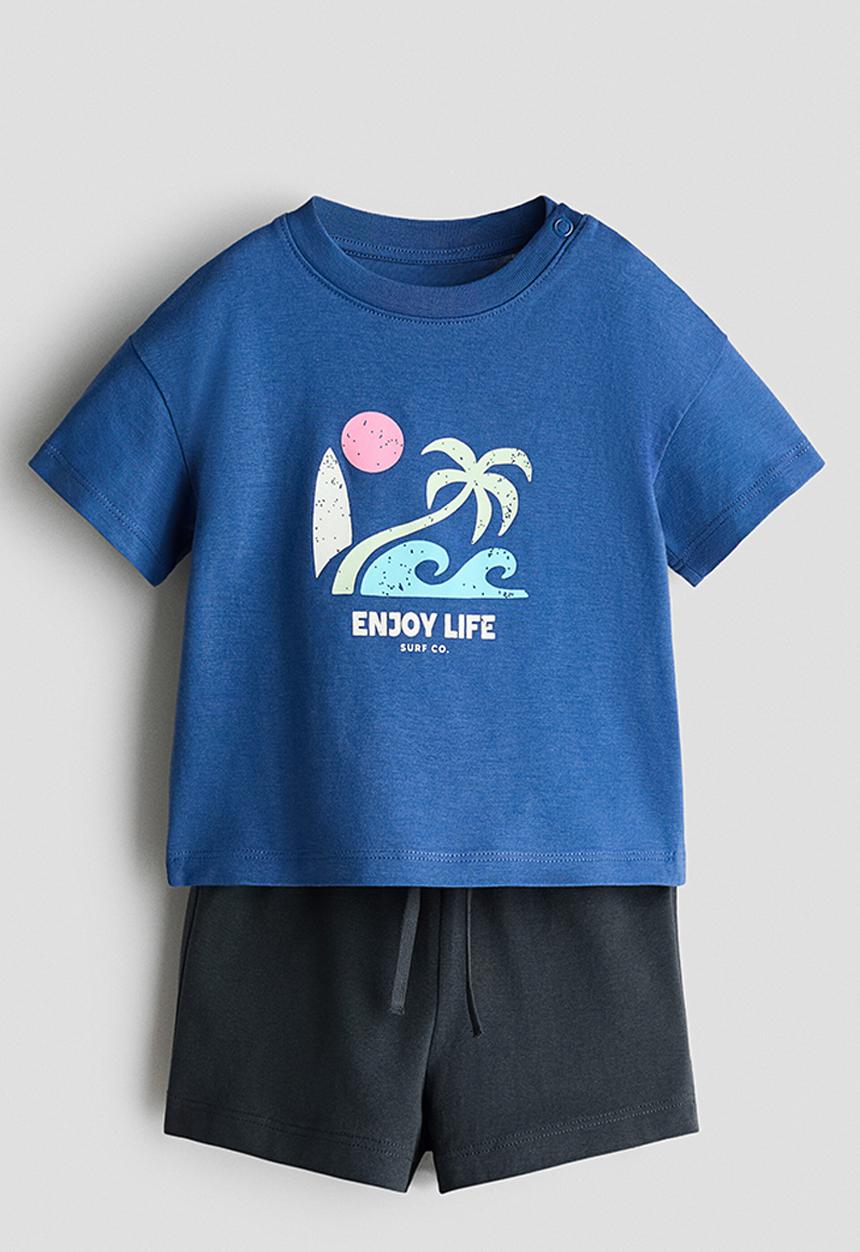 H&M - 2-piece cotton set - blue/enjoy life