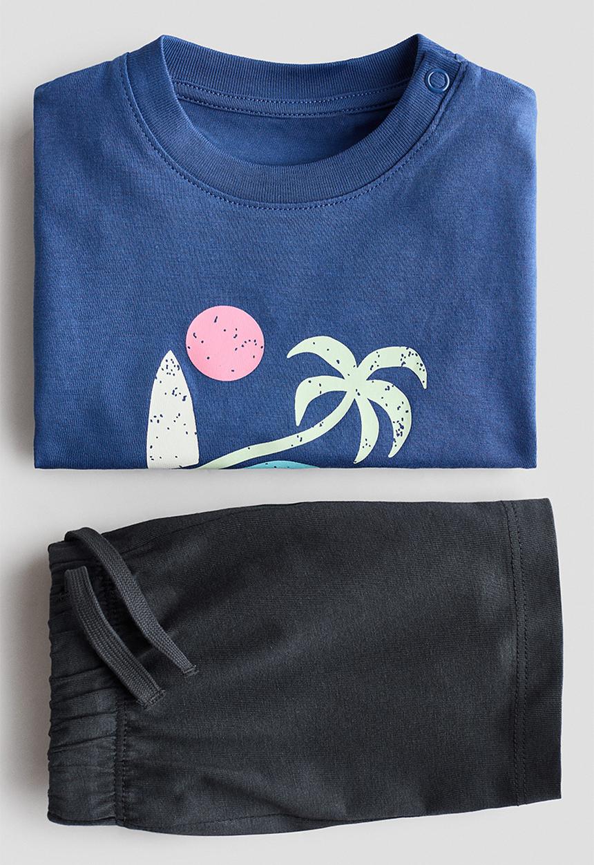 H&M - 2-piece cotton set - blue/enjoy life