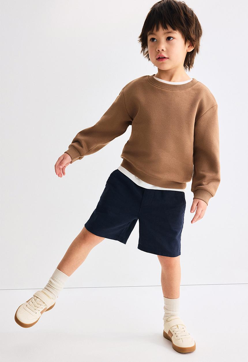 H&M - Linen-blend drawstring shorts - navy blue