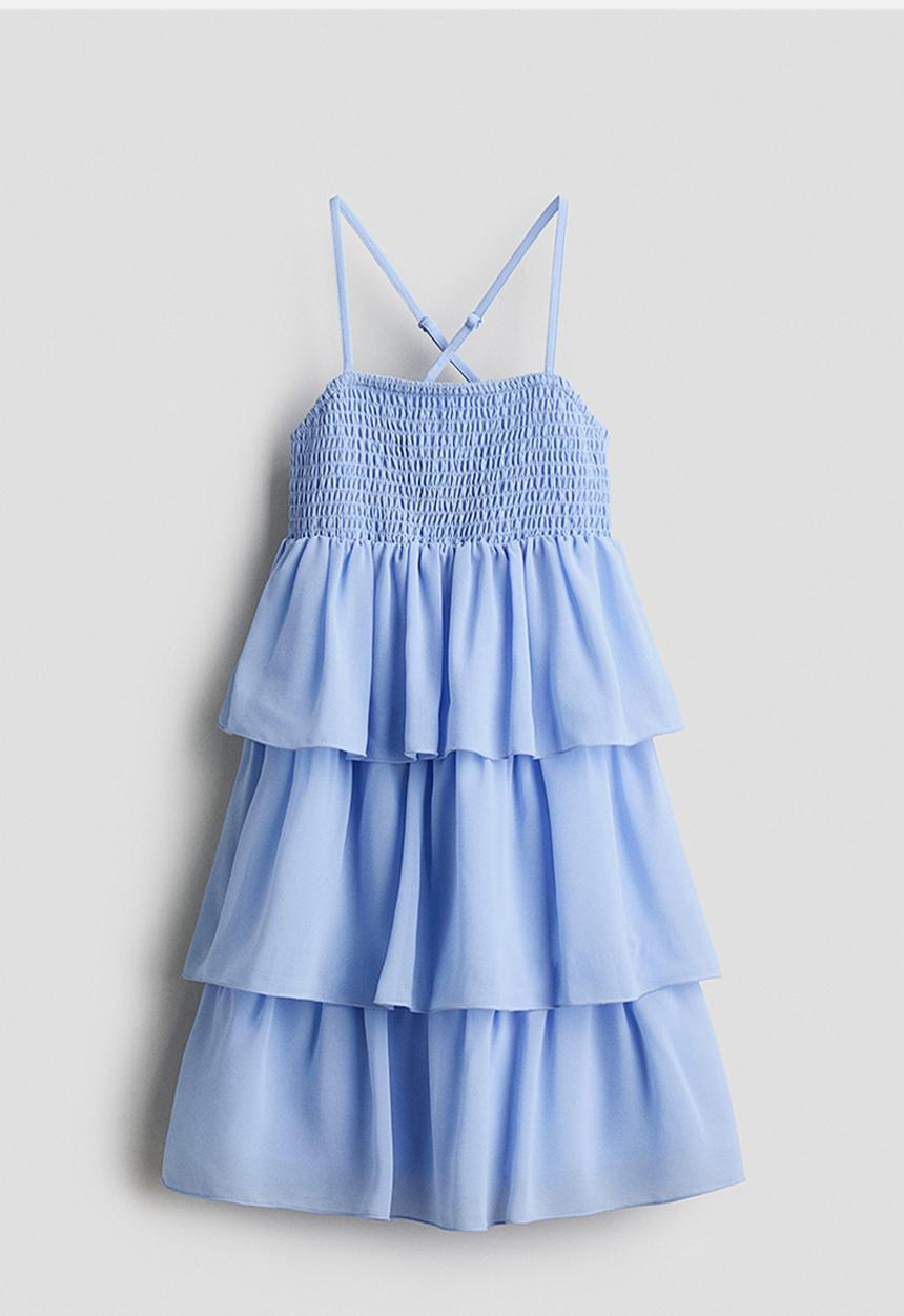 H&M - Tiered chiffon dress - light blue