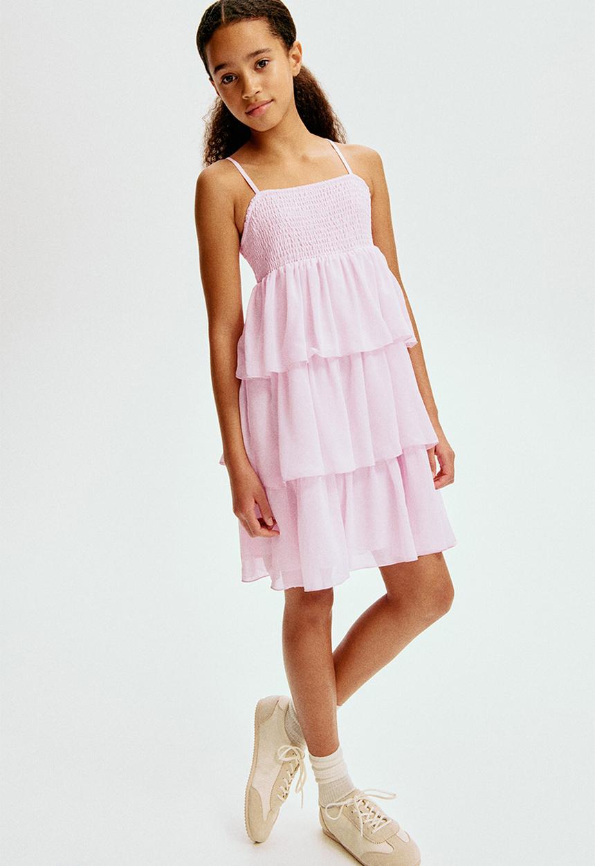 H&M - Tiered chiffon dress - light pink