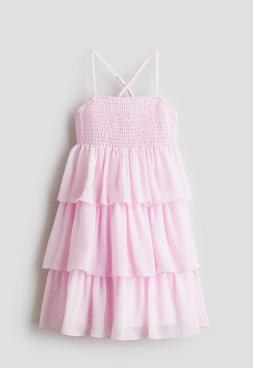 H&M - Tiered chiffon dress - light pink