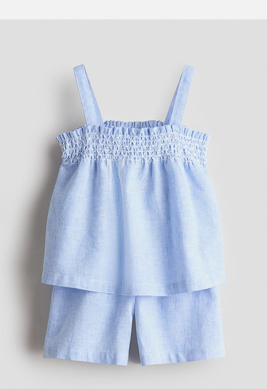 H&M - 2-Piece linen-blend set - blue/striped