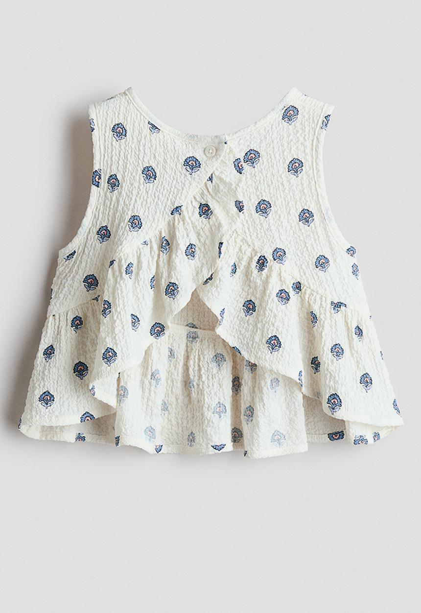 H&M - 2-Piece crinkled jersey set - cream/floral