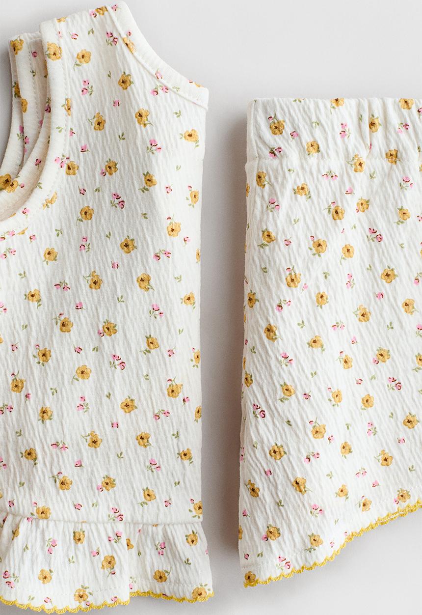 H&M - 2-Piece crinkled cotton set - cream/floral