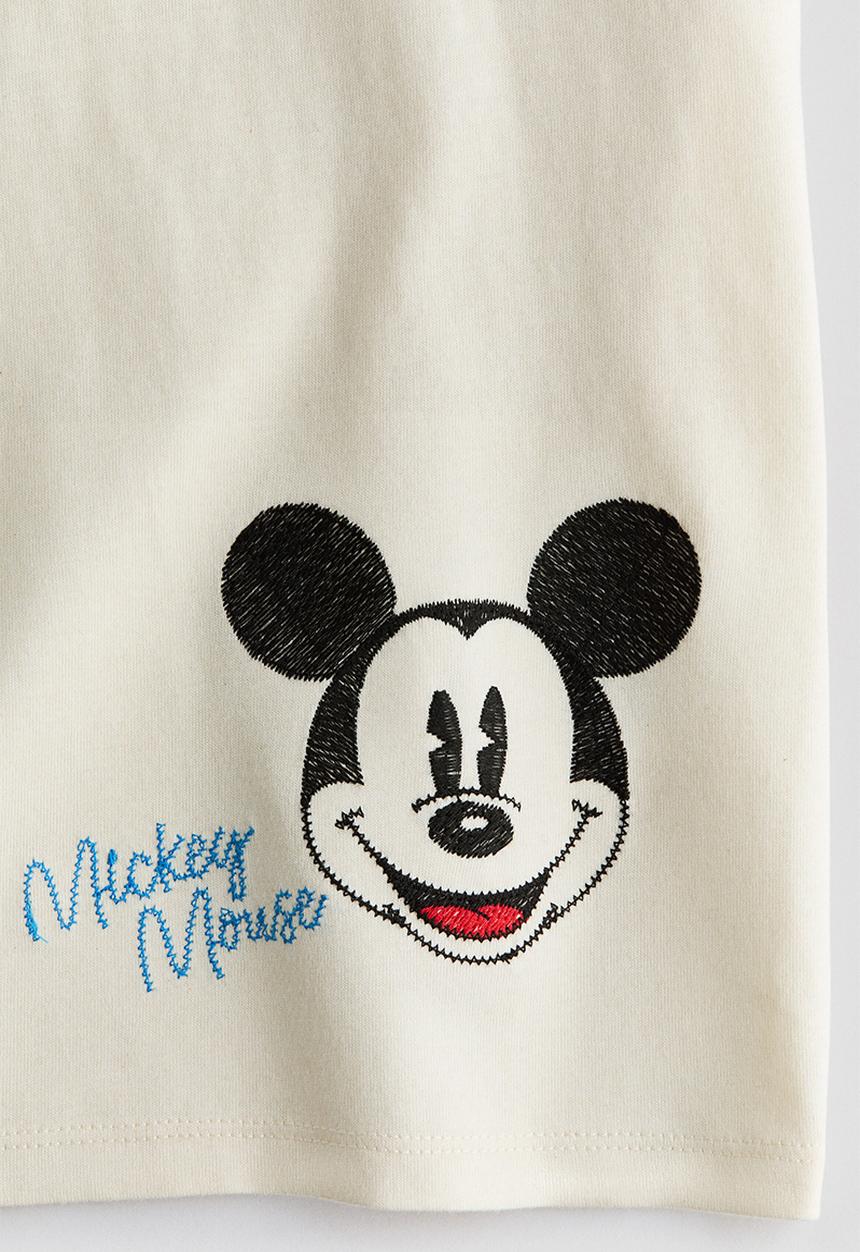 H&M - Loose-fit printed t-shirt - cream/mickey mouse