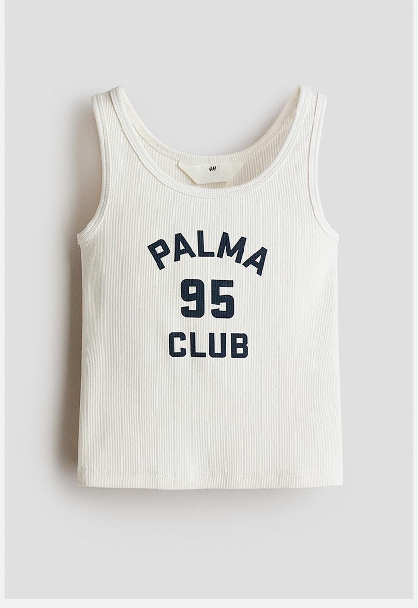 H&M - Motif-detail vest top - ivory/palma