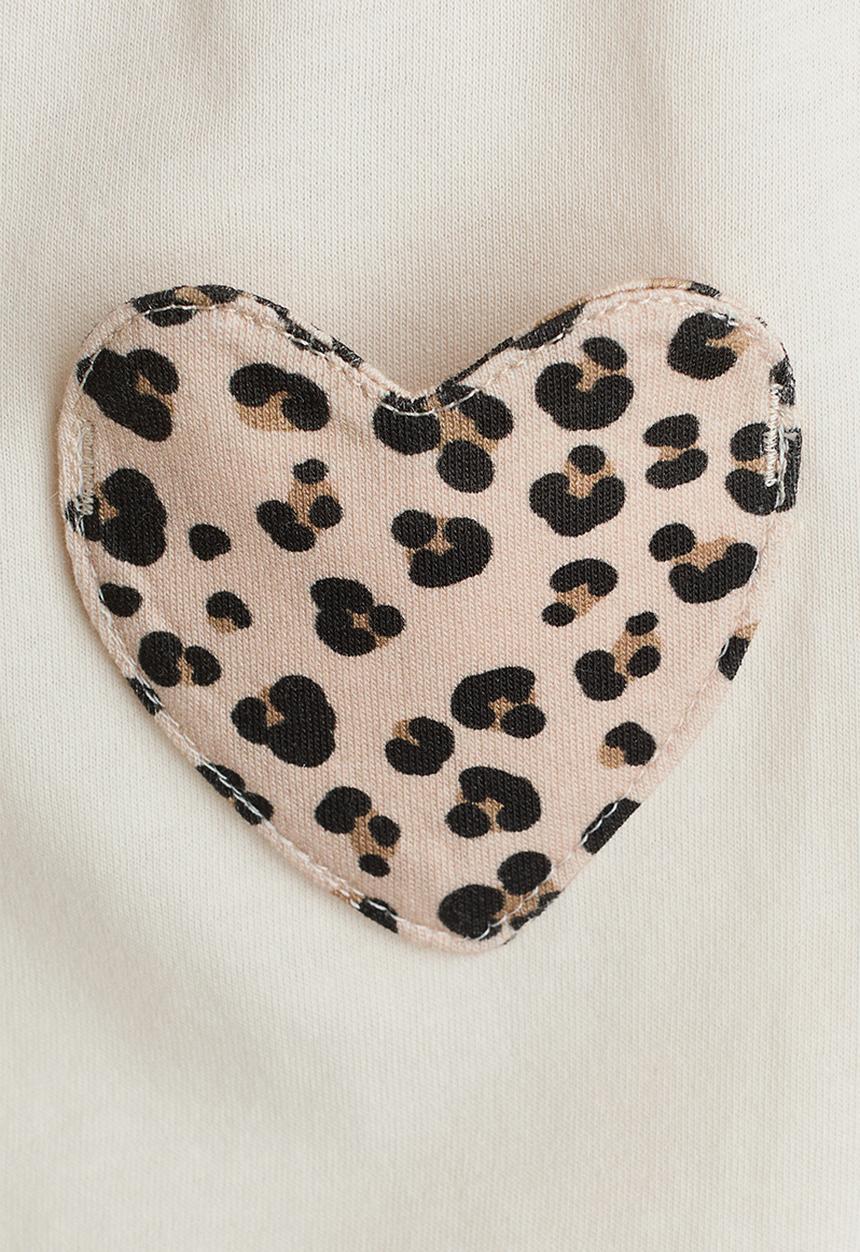 H&M - Embellished t-shirt - light beige/heart