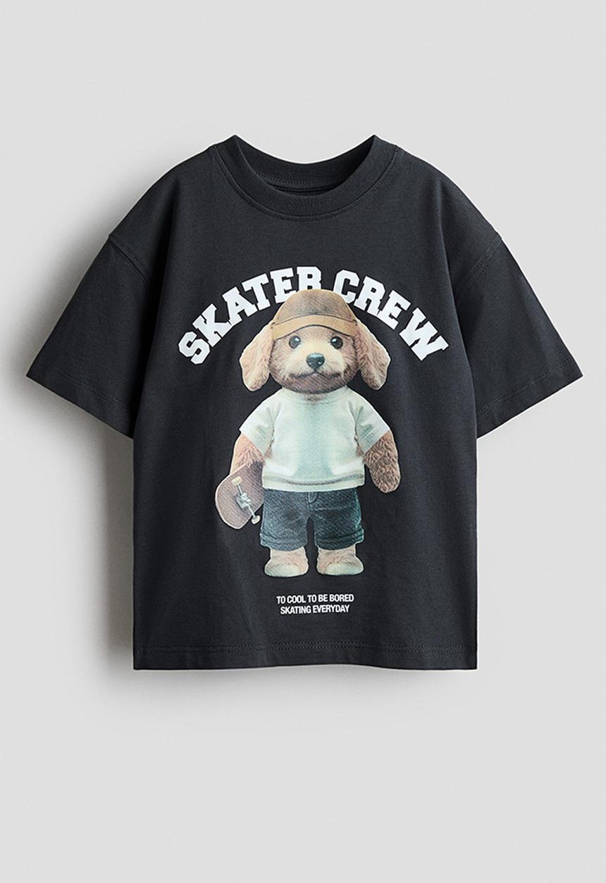 H&M - Printed t-shirt - dark grey/skater crew