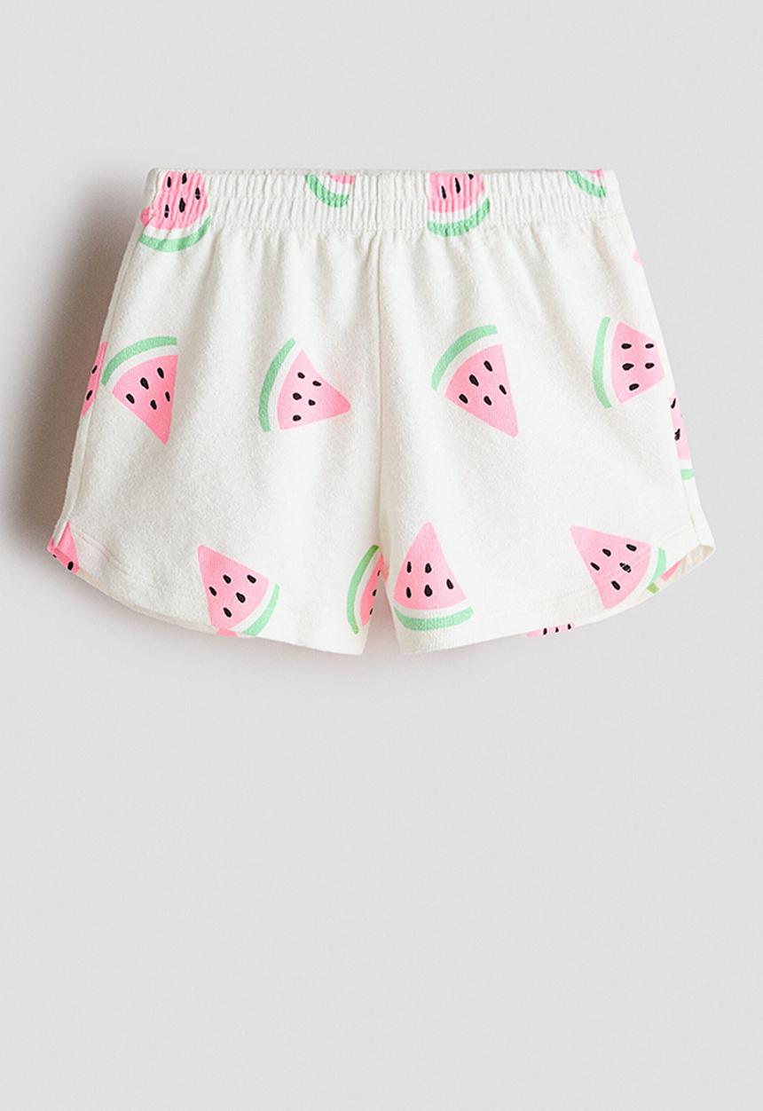 H&M - Cotton jersey shorts - white/watermelons