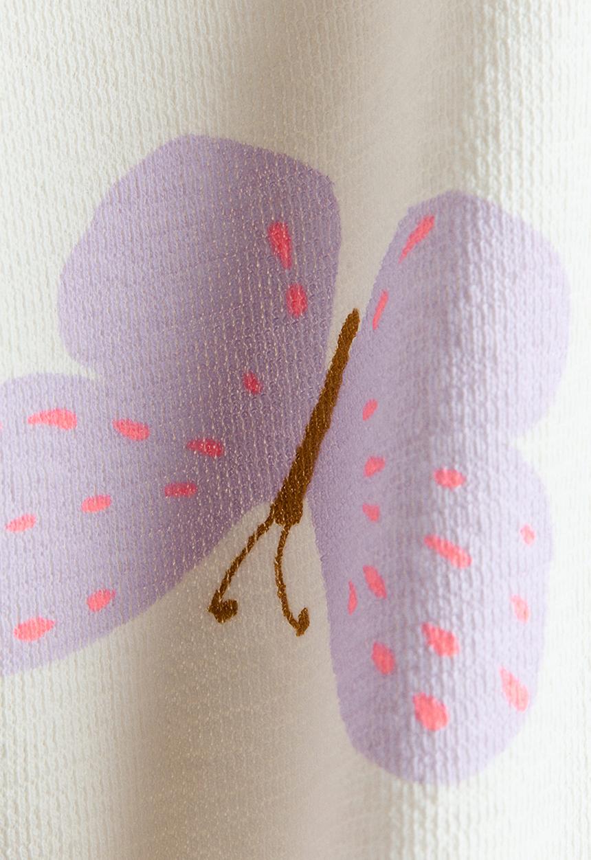 H&M - Cotton t-shirt - ivory/butterflies