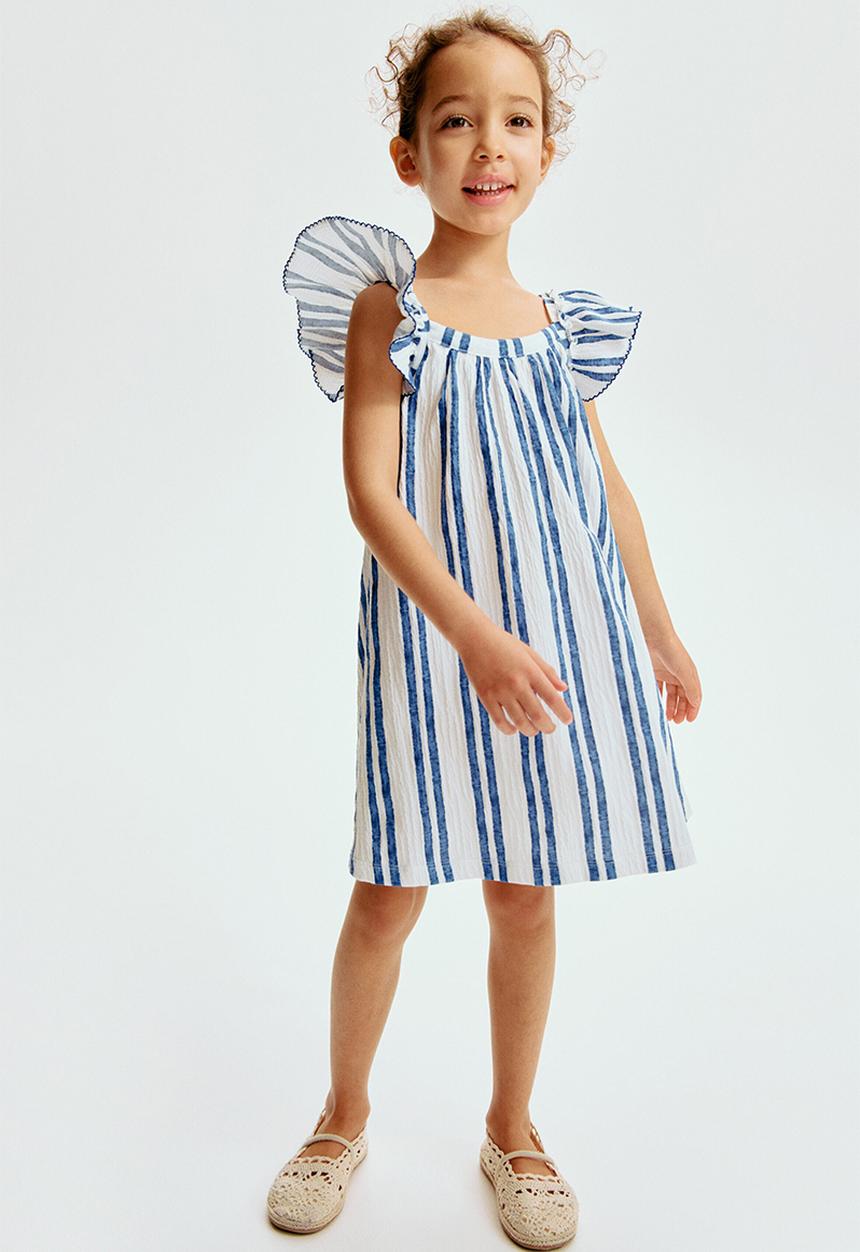 H&M - Textured jersey dress - white/blue striped