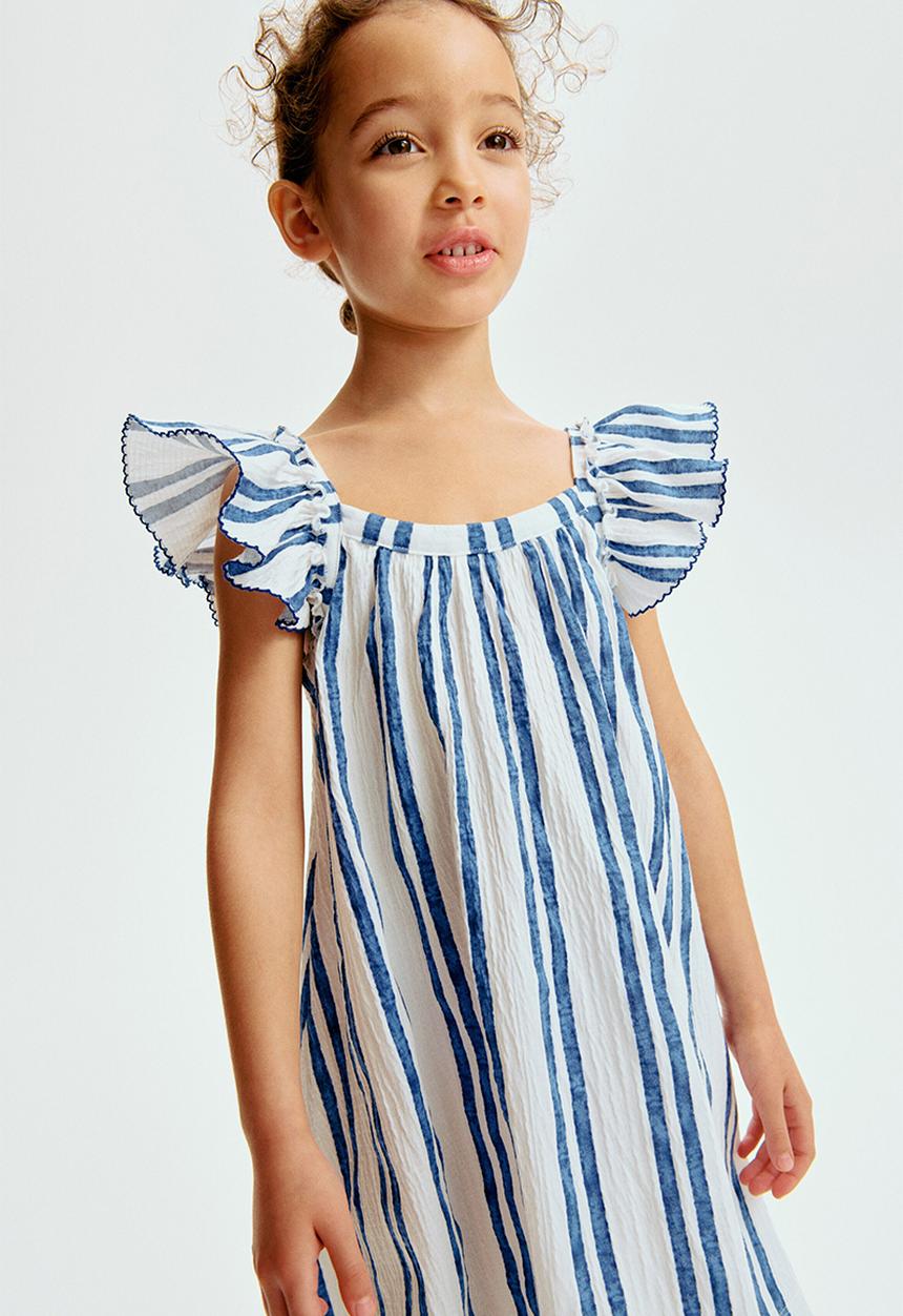 H&M - Textured jersey dress - white/blue striped