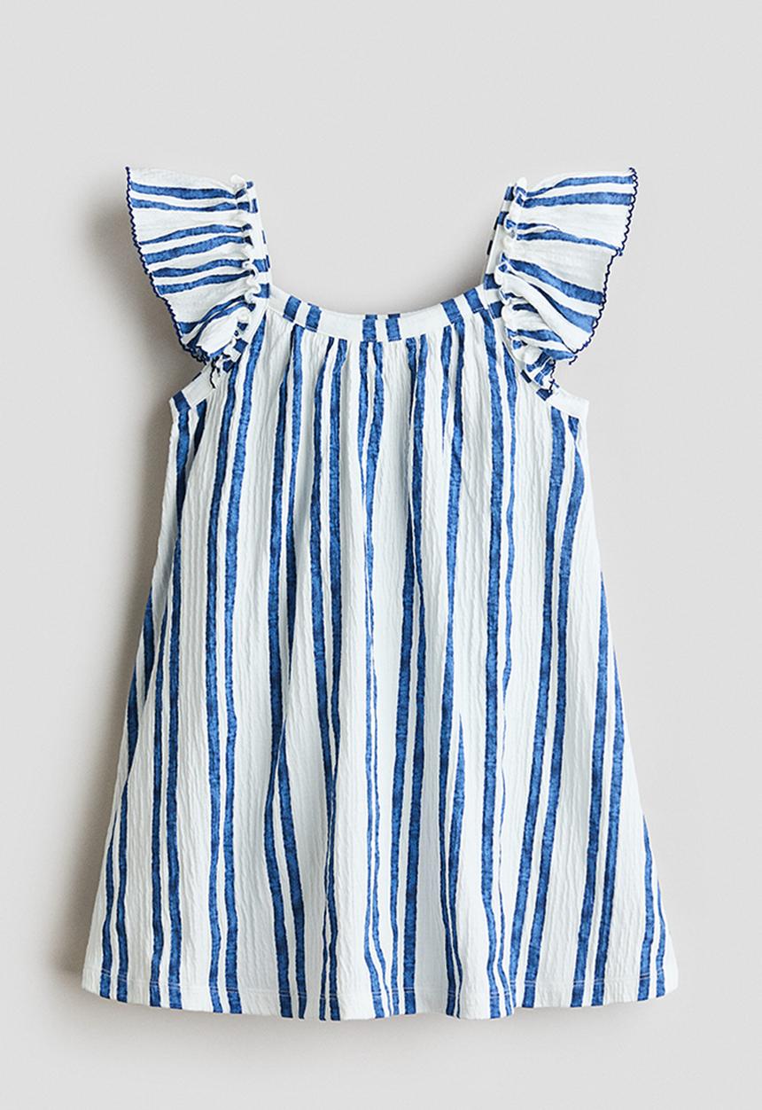 H&M - Textured jersey dress - white/blue striped
