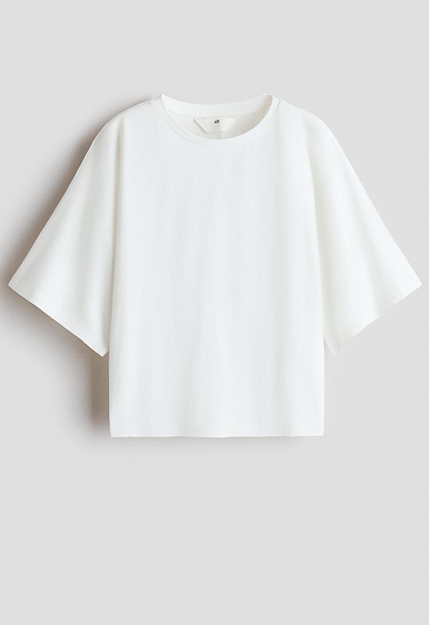 H&M - Short cotton top - white