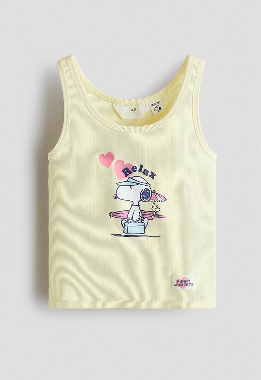 H&M - Print-motif vest top - light yellow/snoopy