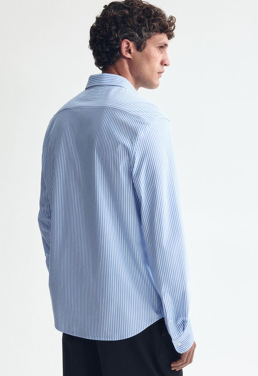 H&M - Four-way stretch slim fit shirt - light blue/striped