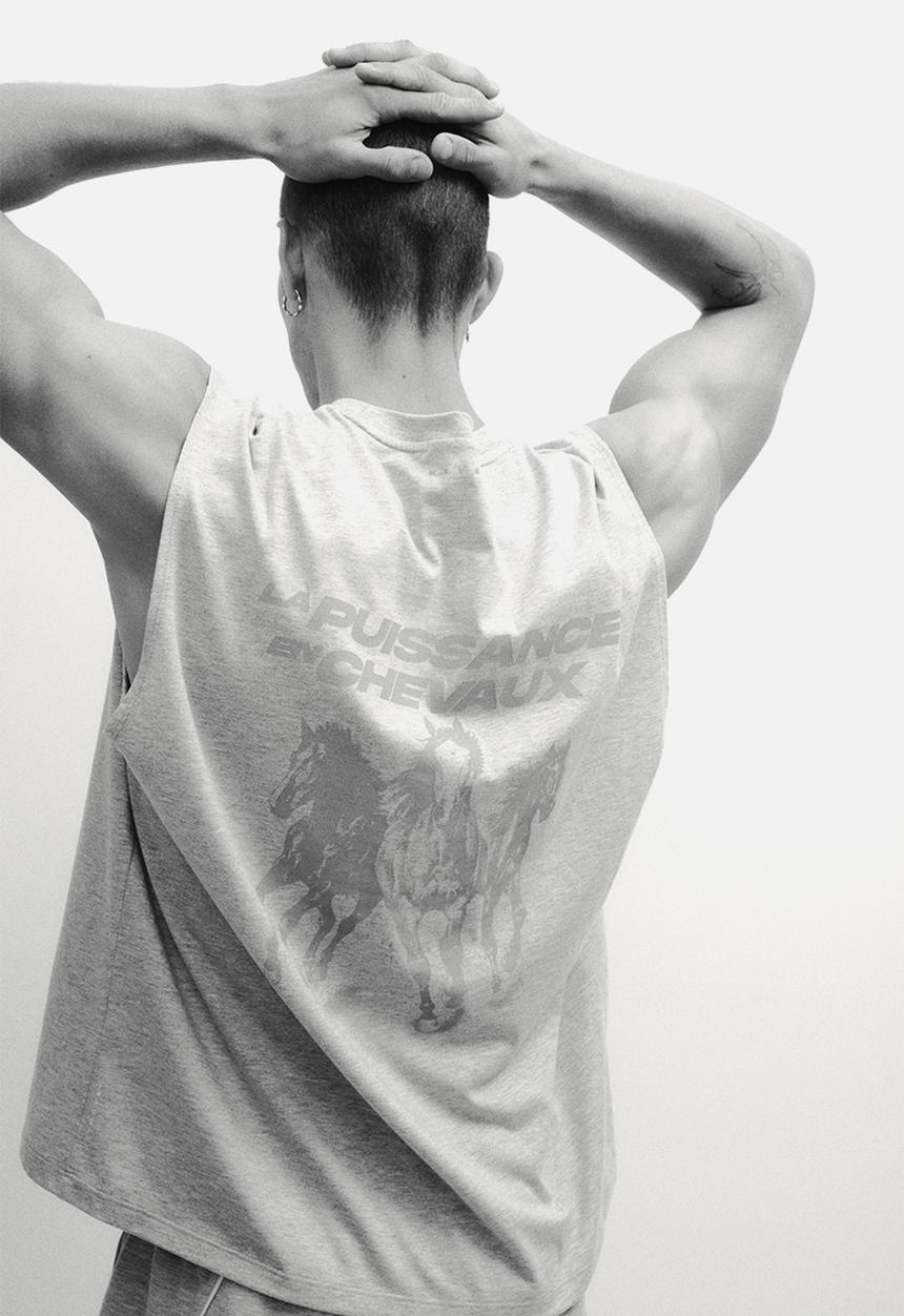 H&M - Loose fit sports vest top with drymove™ - light grey marl/la puissance