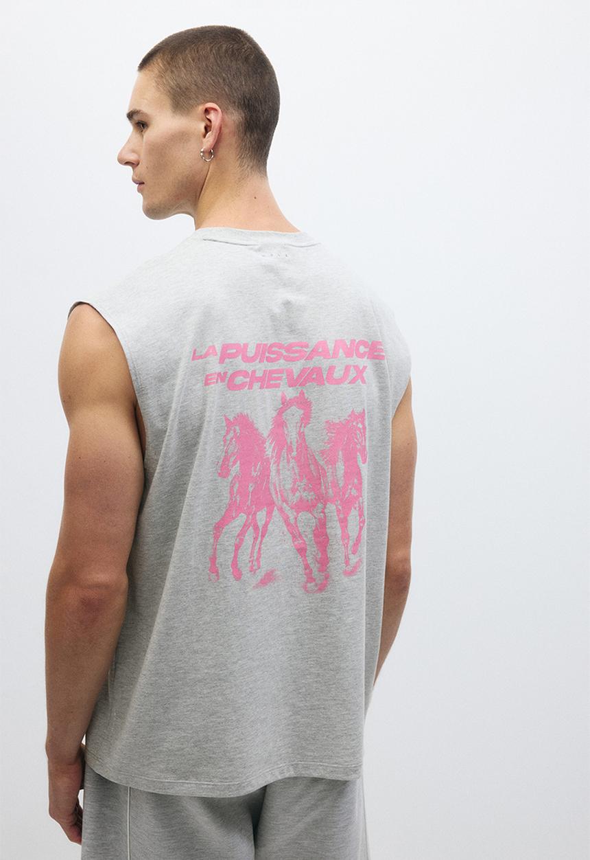 H&M - Loose fit sports vest top with drymove™ - light grey marl/la puissance