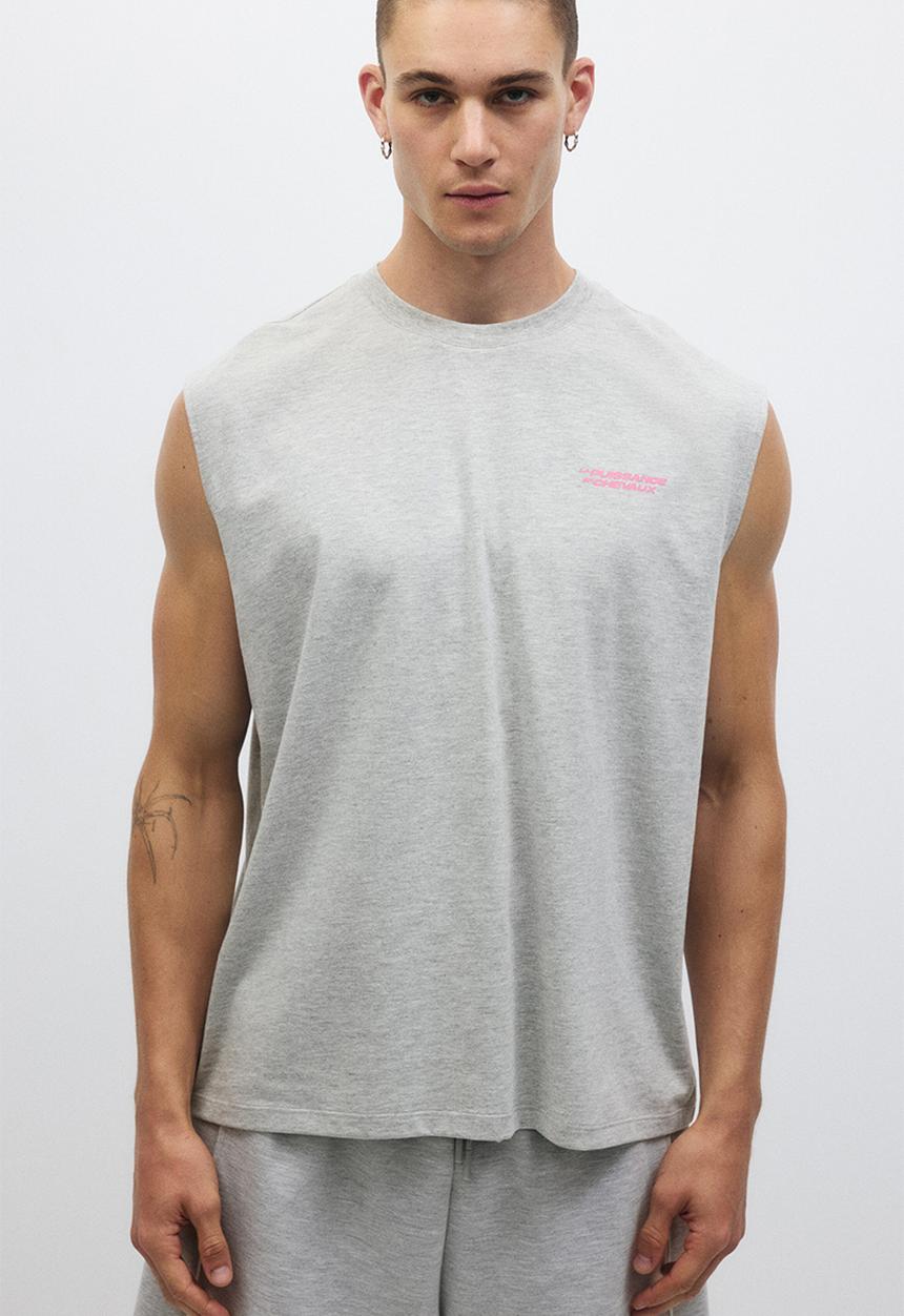 H&M - Loose fit sports vest top with drymove™ - light grey marl/la puissance