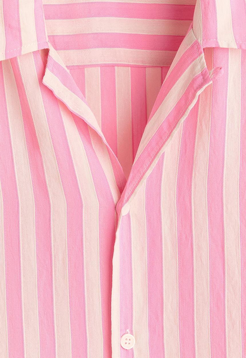 H&M - Relaxed fit resort shirt - pink/striped