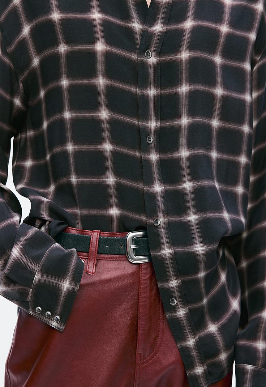 H&M - Slim fit cupro shirt - black/checked