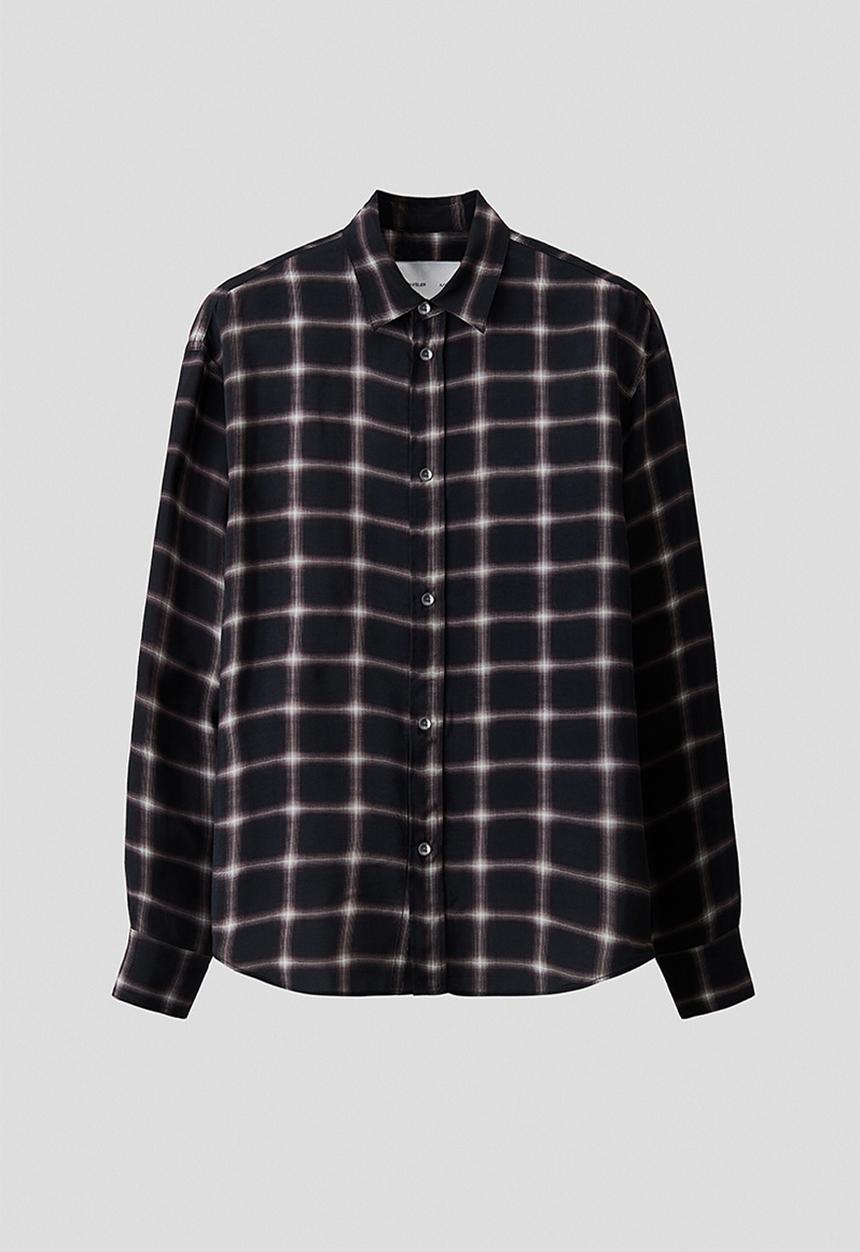 H&M - Slim fit cupro shirt - black/checked