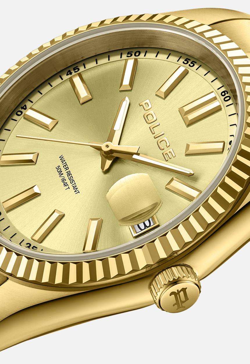 Police - Ip Gld Case Gld Dial Gld Stl Bracelet Strap -Gold