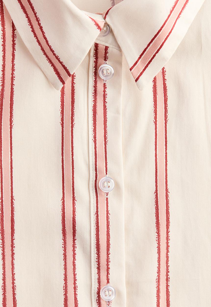 H&M - Patterned poplin shirt - light beige/striped