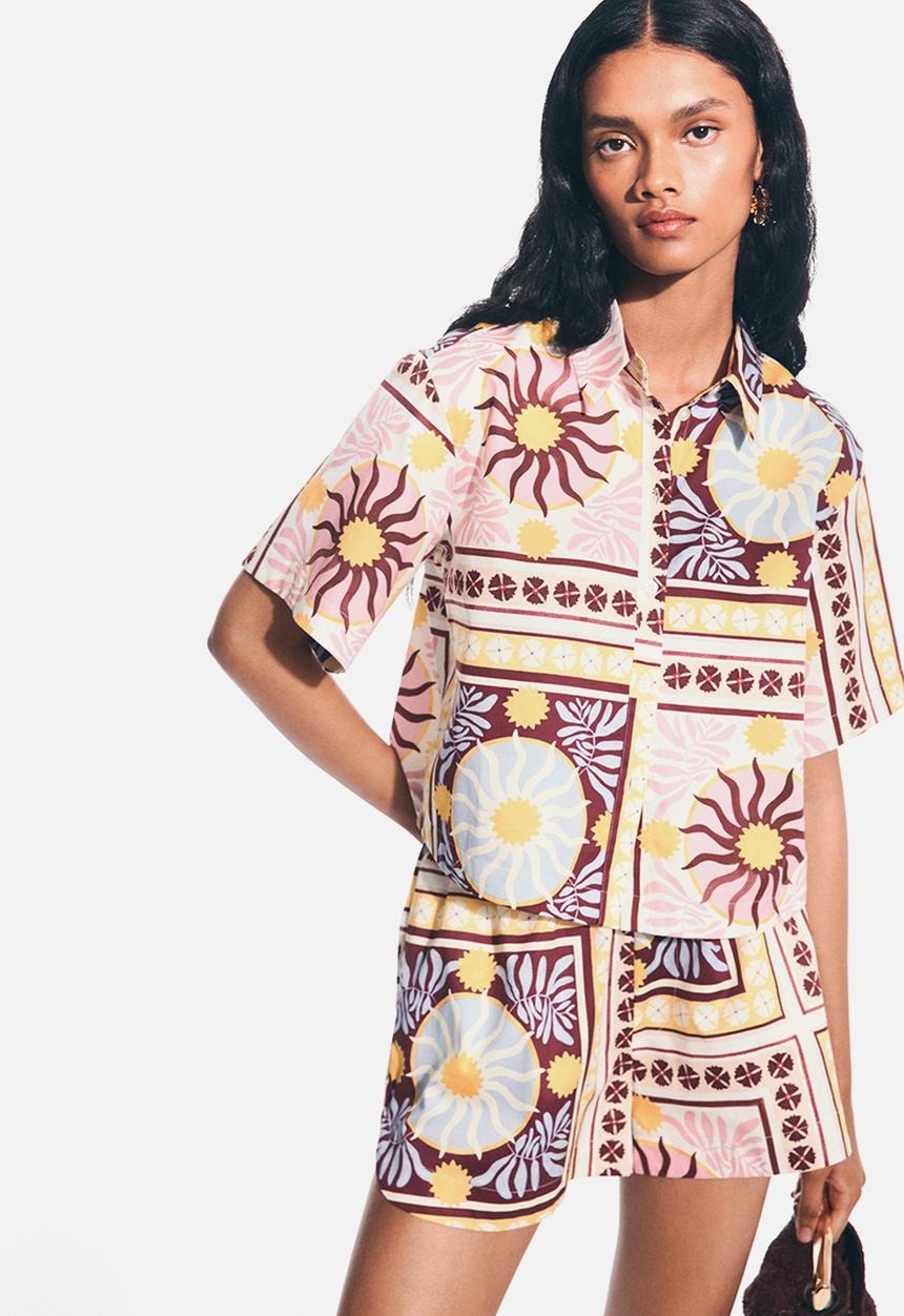 H&M - Patterned poplin shirt - cream/patterned