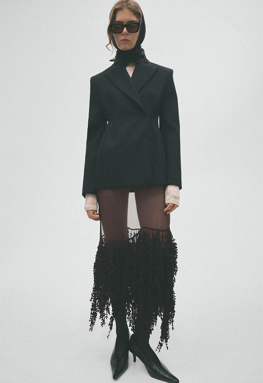 H&M - Fringed organza skirt - black