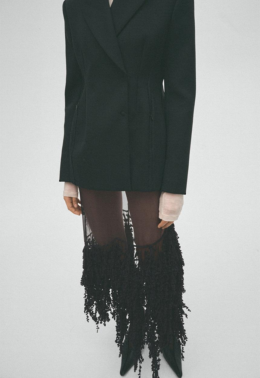 H&M - Fringed organza skirt - black