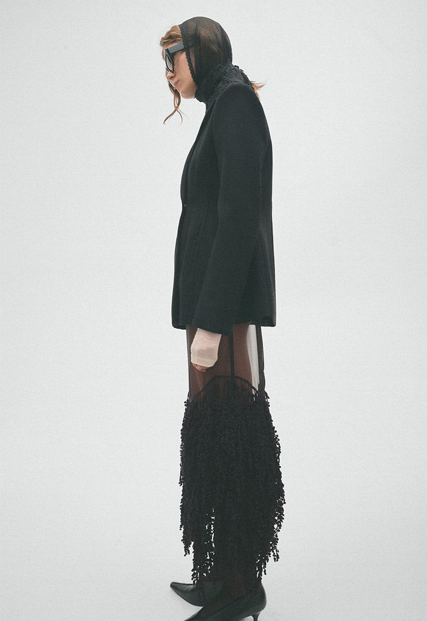 H&M - Fringed organza skirt - black