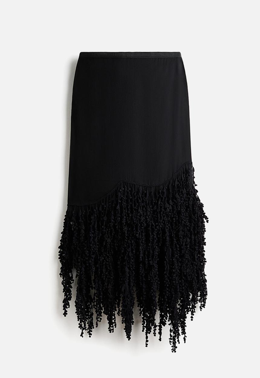 H&M - Fringed organza skirt - black