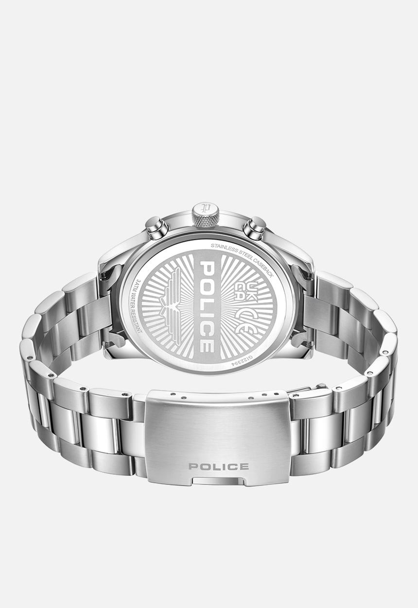 Police - Steel Case Green Dial Steel Strap - Silver
