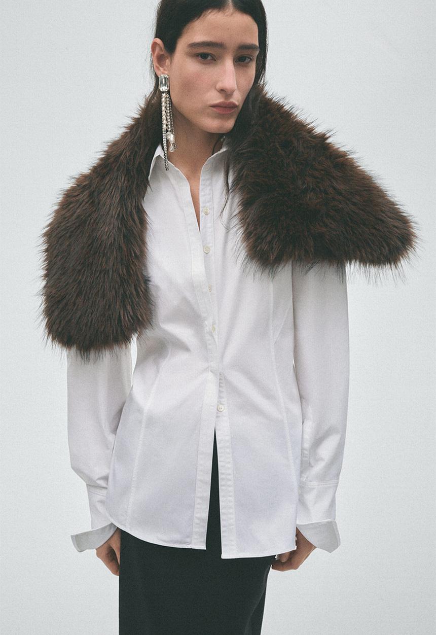H&M - Poplin hourglass shirt - white