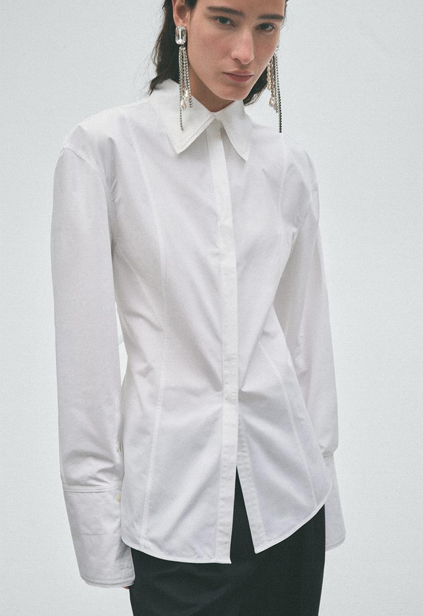 H&M - Poplin hourglass shirt - white