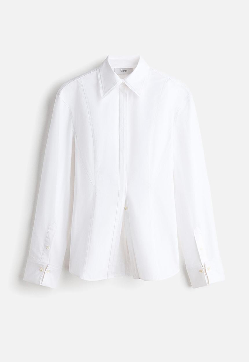 H&M - Poplin hourglass shirt - white